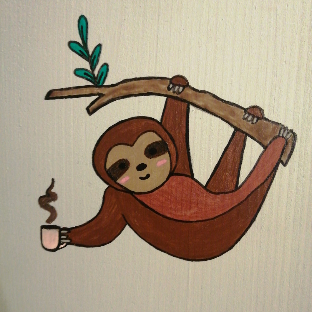 Sloth with coffee