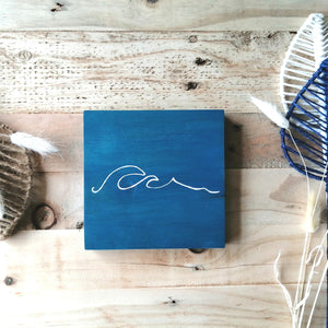 Small Coastal Wooden Plaque - One Line Wall Art