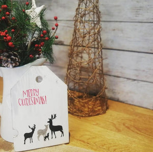 Merry Christmas Wooden Oversized Tag