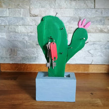 Load image into Gallery viewer, Handmade Wooden Cactus Organiser, Wooden Jewellery Organiser, Cute Cactus Key Holder
