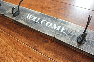 Welcome Wooden Coat Rack - Made to Order